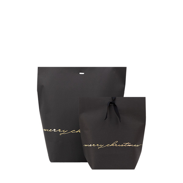 Lahjapussi venemalli Merry Christmas musta ALE